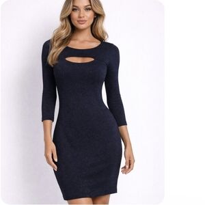 Express Midnight Blue Evening Dress Long Sleeve  XS NWT